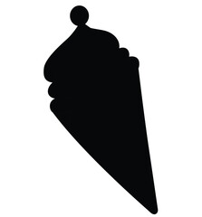 Cute cartoon hand drawn vector cone ice cream icon silhouette.