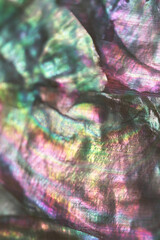 Closeup of a Rainbow Iridescent Holographic 