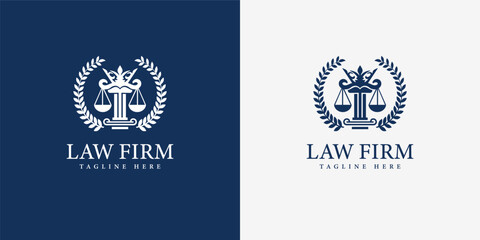 Law King Firm Symbol Logo with Scales of Justice