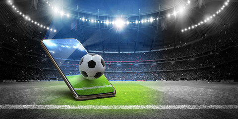Immersive soccer experience on mobile device in the imaginary stadium. © efks