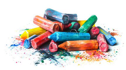 Obraz premium Crayons and Coloring Books toys watercolor painting
