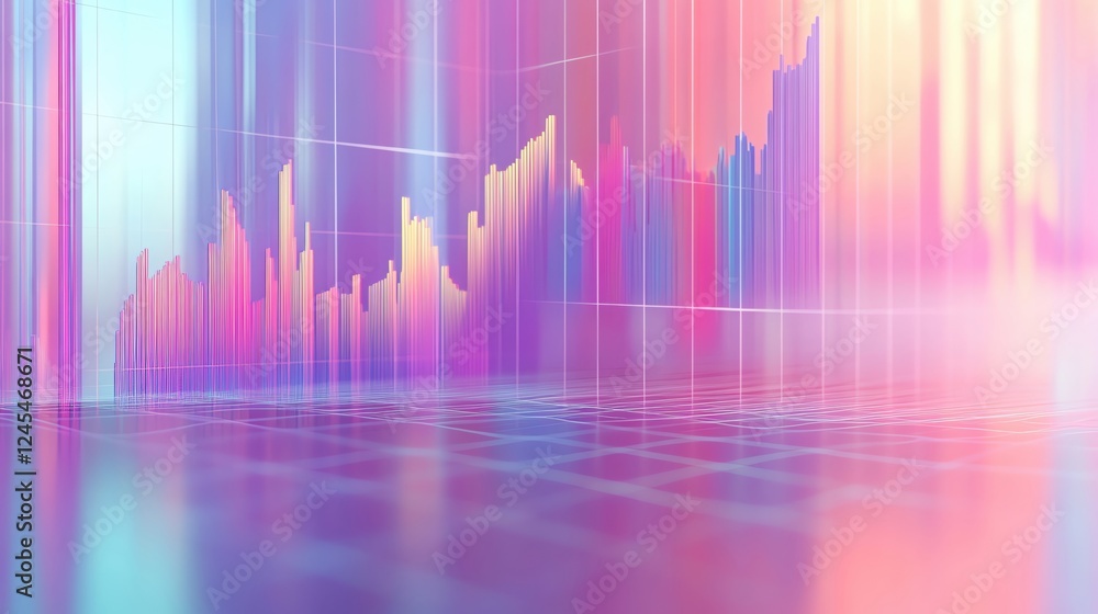 Poster abstract financial data visualization graphics.