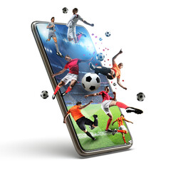 Immersive Mobile Soccer Experience, Soccer breaking the  mobile phone screen 