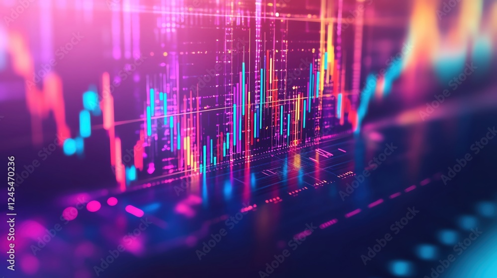 Poster abstract digital trading chart visualization.