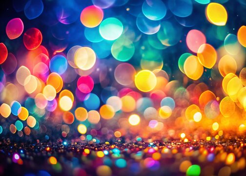 Colorful Abstract Bokeh Background - Low Light Photography Stock Photo
