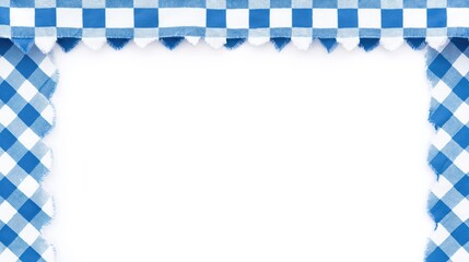 Beautiful blue and white checkered pattern border isolated on a white background with copy space for text
