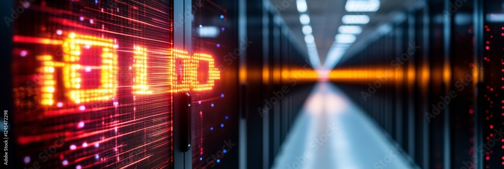 Aufkleber Futuristic Data Center Corridor LED-Enhanced Server Racks with High-Tech Connectivity and Access Pathways - Enterprise Infrastructure for Maximized Digital Operations