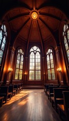 Obraz premium The Great Hall's ceiling glows softly under starlight, wood, ceiling