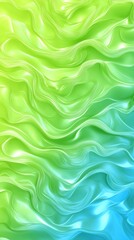 Fototapeta premium Vibrant lime green and aqua blue abstract waves with fluid motion
