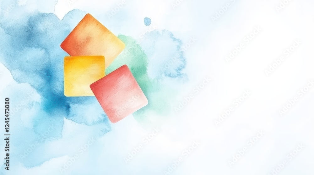 Poster vibrant watercolor abstract background with colorful intertwined shapes, a modern and dynamic compos