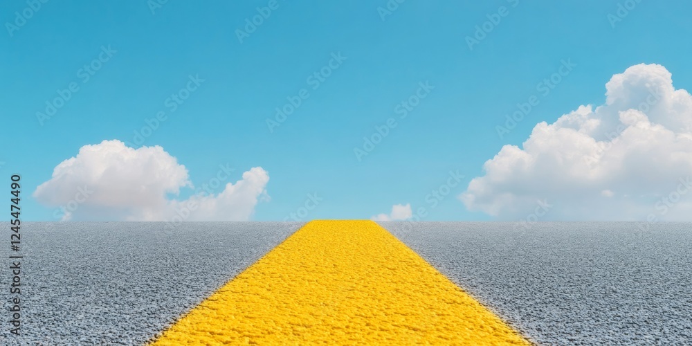 Aufkleber futuristic road perspective textured asphalt with vivid sky and painted markings - business innovati