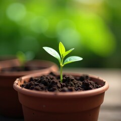 Small seedling in pot with soil and fertilizer, fertilizer, plantcare, small