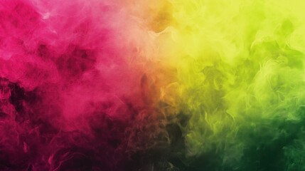 Intense hot pink and lime green gradient with smoky abstract texture