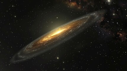 Obraz premium A breathtaking cosmic spiral galaxy adorned with glowing stars and magnificent nebulae in the vast expanse of deep space. The celestial beauty showcases the wonders of the universe, with the spiral 