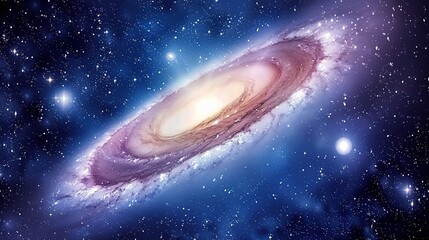 Obraz premium A breathtaking cosmic spiral galaxy adorned with glowing stars and magnificent nebulae in the vast expanse of deep space. The celestial beauty showcases the wonders of the universe, with the spiral 