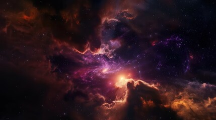 Fototapeta premium A breathtaking cosmic spiral galaxy adorned with glowing stars and magnificent nebulae in the vast expanse of deep space. The celestial beauty showcases the wonders of the universe, with the spiral 