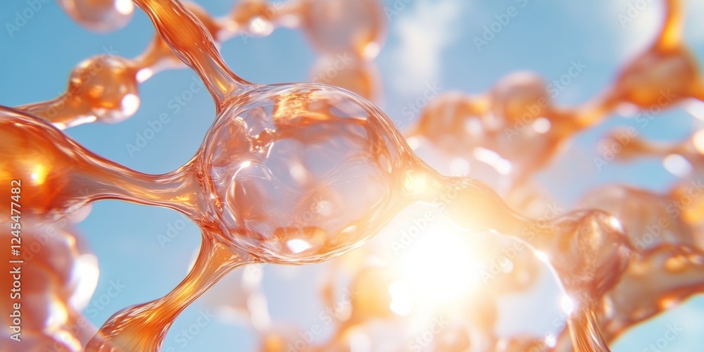 Poster biomorphic sculptural form transparent abstract shapes with fluid textures - modern art installation