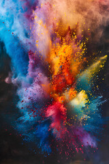 Vibrant Explosion of Colored Powder: Dynamic Art in Motion Captured in Mid-Air Display of Colors