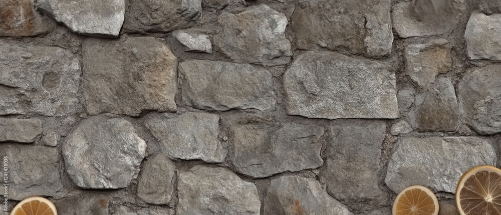 Poster detailed seamless texture of an old gray stone wall with natural variations ideal for background use
