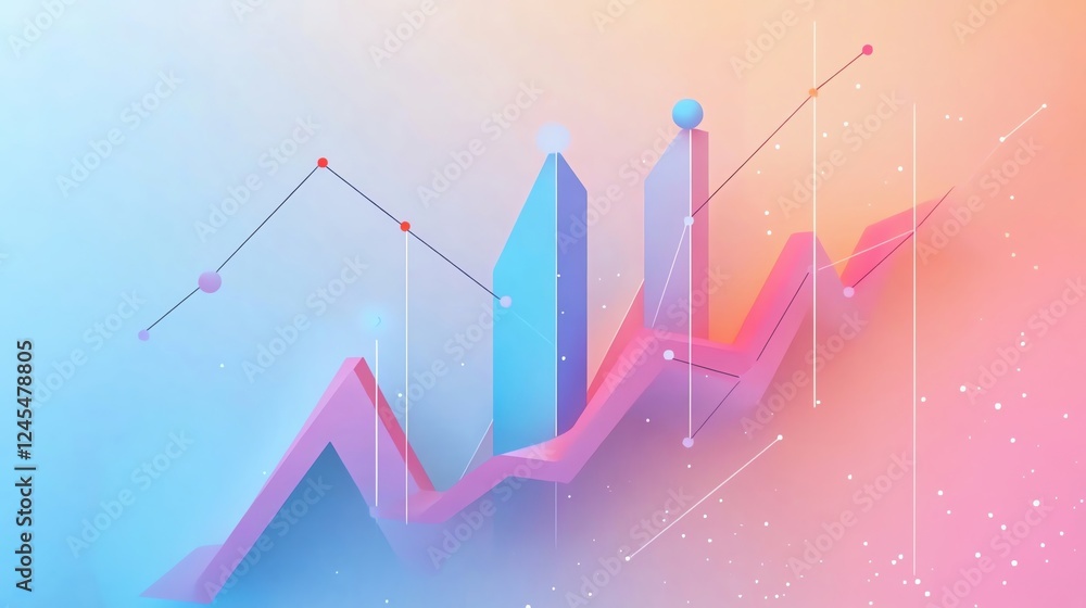 Poster abstract data visualization in vibrant colors.