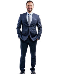 Portrait of only one Man. White Background.