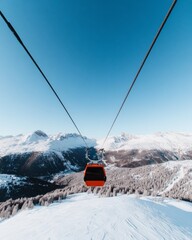 Alpine Adventure Aesthetic Ski Lift Journey Over Snowy Peaks and Pine Forest - Winter Tourism Imagery for Resort Marketing and Experience Promotion