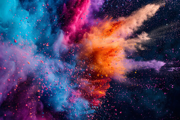 Vibrant Explosion of Colored Powder: Dynamic Art in Motion Captured in Mid-Air Display of Colors