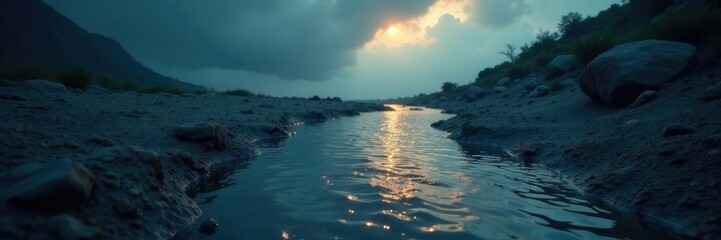 Obraz premium Dark, moody atmosphere with subtle hints of water and erosion, moody, natural