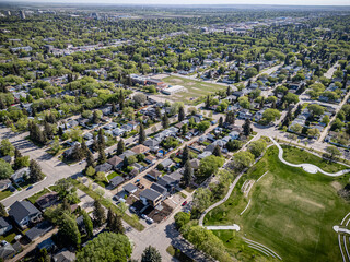 City view with a park in the middle