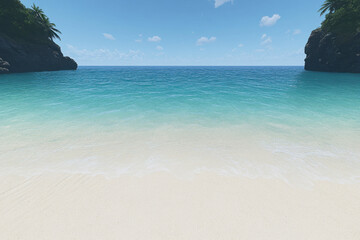 Fototapeta premium A beautiful beach with a calm ocean