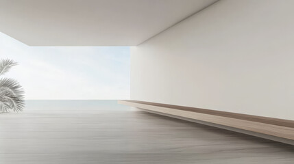 Fototapeta premium Modern interior design with minimalist elements and natural light by a large window