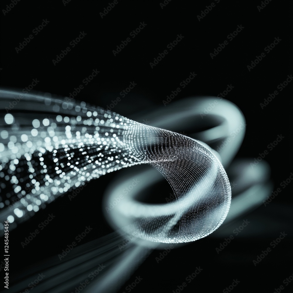 Poster Dynamic Digital Light Ribbons Futuristic Mesh Visualization for Data Connectivity in Tech Innovation - Enhancing Interactive and Immersive User Experiences