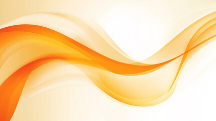 白背景にオレンジ色の流れるようなラインを描いたアブストラクトAI生成画像