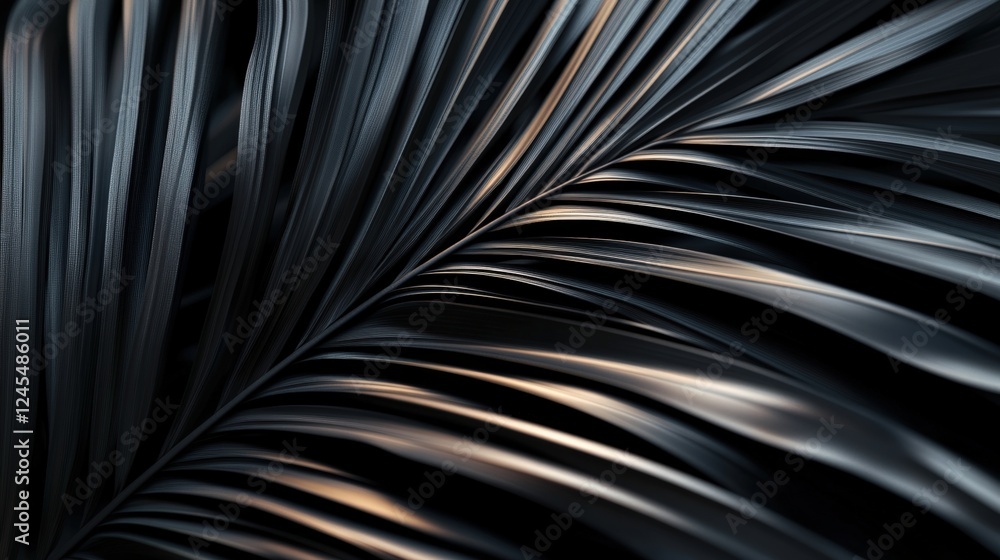 Aufkleber close-up view of elegant black leaf textures highlighting natural patterns and organic forms in soft