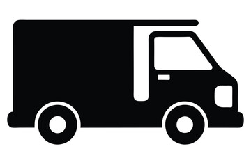 Fototapeta premium silhouette vector illustration of A Delivery Truck icon on white background