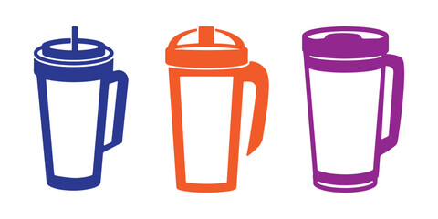 Professional Thermo Cup Icons Silhouette Vector Illustration