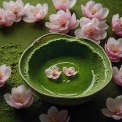 Leonardo_Kino_XL_Sakura_Petal_Floating_in_Matcha_Tea_A_closeu_0 