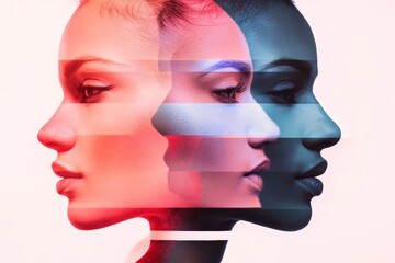 Vibrant Glitch Portraits Cross-Cultural Unity in Digital Art for Creative Marketing and Social Campaigns - Dynamic Textures for a Diverse Audience
