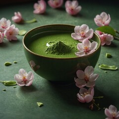 Leonardo_Kino_XL_Sakura_Petal_Floating_in_Matcha_Tea_A_closeu_0 
