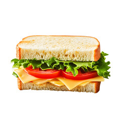 Freshly made sandwich with lettuce and tomato transparent background