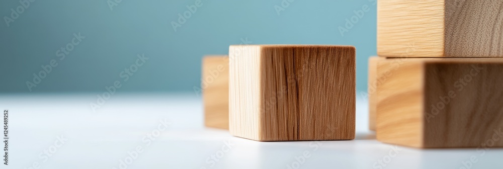 Aufkleber scandinavian minimalism in business strategy wooden cube graph for organizational planning - modern 