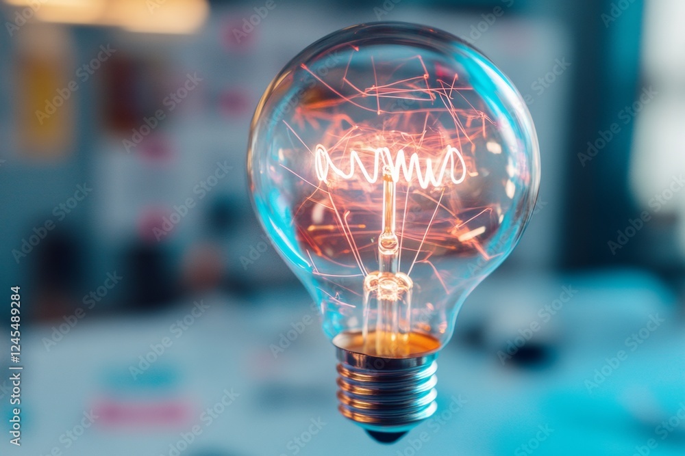 Aufkleber innovative strategy visualization lightbulb idea on whiteboard with diagrams and flowcharts - modern