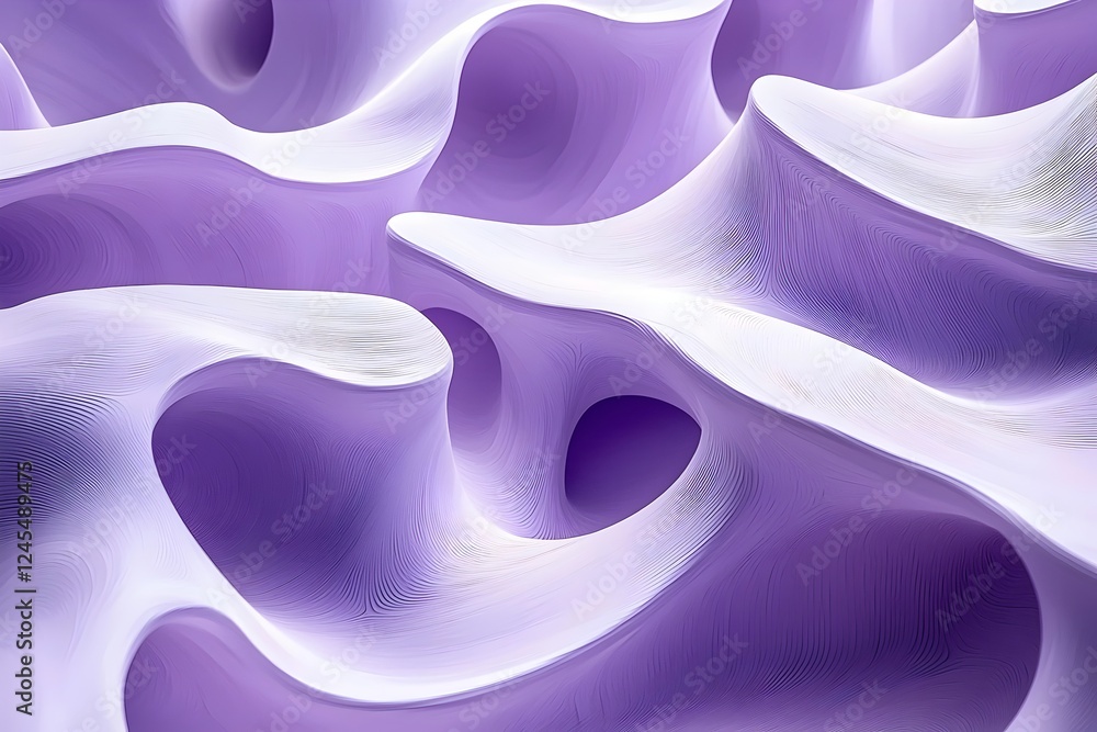 Aufkleber abstract waves in shades of purple create a serene and calming atmosphere, ideal for backgrounds or 
