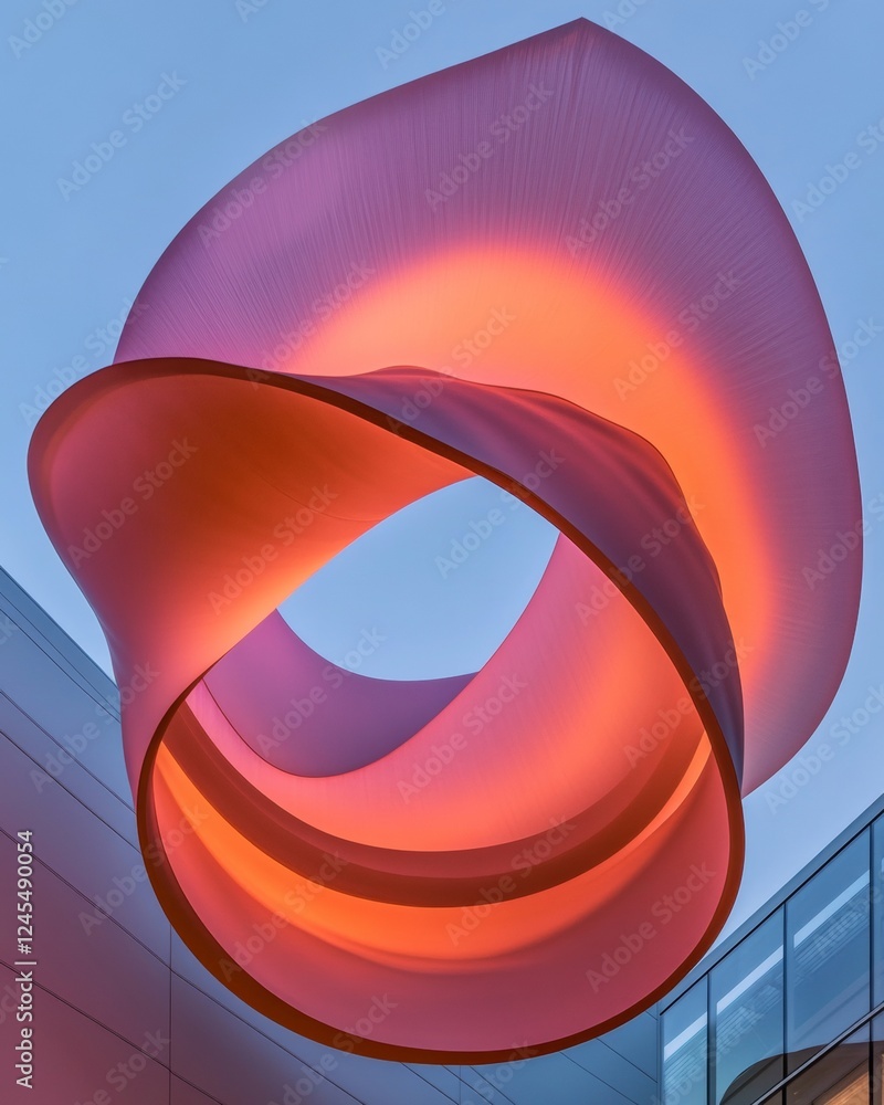 Leinwandbilder Futuristic Skylight Installation Innovative Fabric Structures and LED Illumination in Urban Architecture - Transformative Design for Sustainable Commercial Spaces