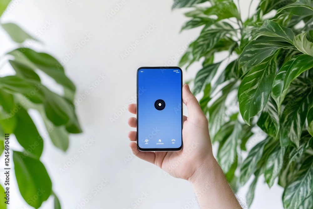 Poster Minimalist Smart Home Technology User-Friendly Smartphone App with Live Security Feed - Connected Living for Enhanced Home Safety and Digital Wellbeing