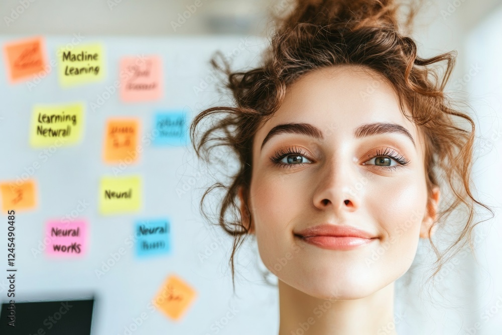 Poster Diverse AI Collaboration Young Professionals in Minimalist Workspace with Whiteboard for Machine Learning Ideation - Tech Hub Innovation and Digital Strategy