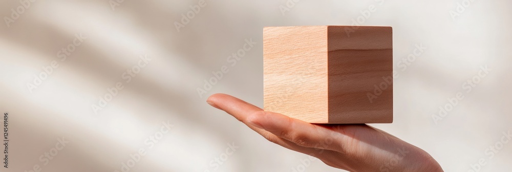 Poster Minimalist Wooden Cube on Ambient Surface Inclusivity-Themed Educational Tool for Modern Learning and Business Communication Enhancement