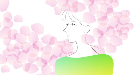 春の女性、綺麗、さわやか、春のイメージ