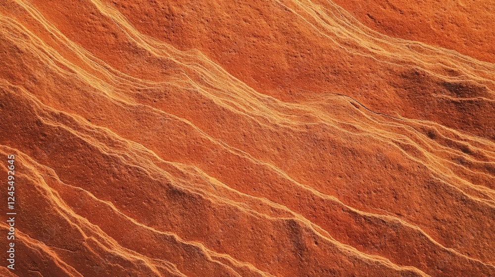 Poster detailed close-up of textured red surface with natural patterns and flowing lines, perfect for artis