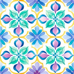 Watercolor Portuguese tile, JPG, 3600 x 3600 px, 300 dpi
